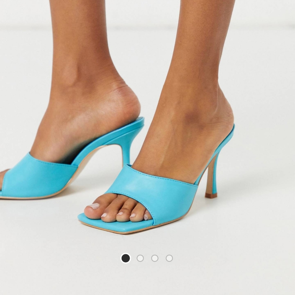Public Desire Harlow square toe mule sandal in blue